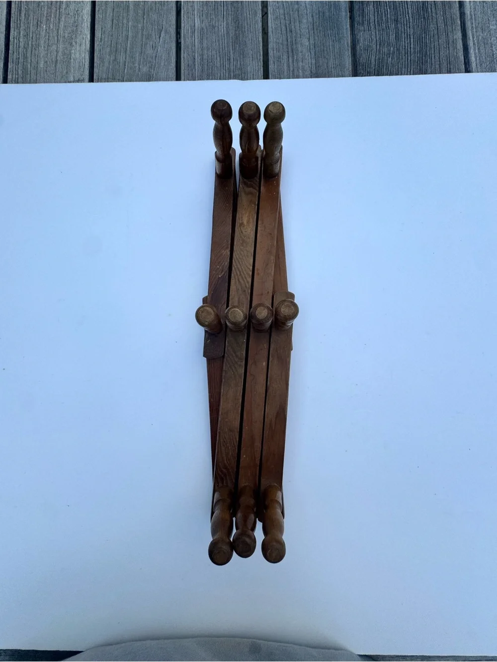Vintage 10 Peg Wooden Accordion Wall Rack cup hat Expandable Hanger cottagecore
